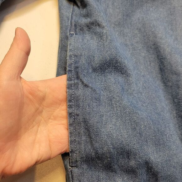 Teddi Vintage Blue Denim Chambray Jean Jacket White Floral Embroidery Western - Picture 10 of 15